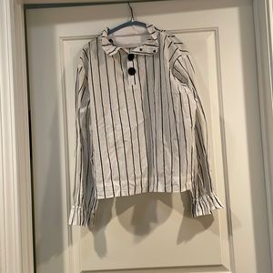 zara black and white striped top with buttons at the front, size small